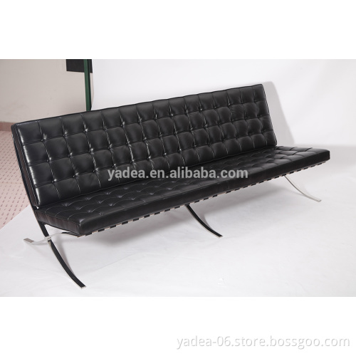 Luxuy leisure leather barcelona style sofa set 3 seater